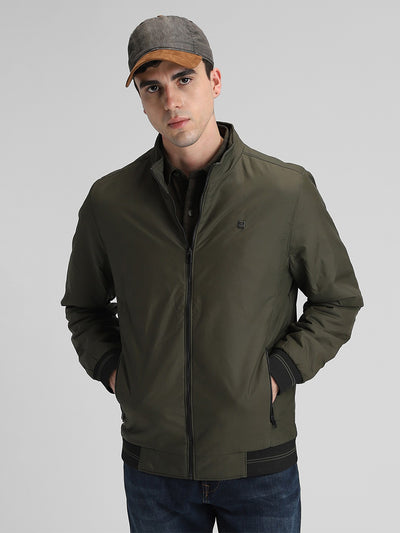 Olive Solid Bomber Jacket