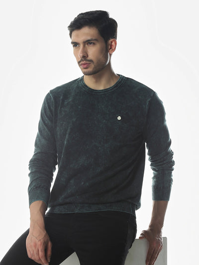 Olive Solid Regular Fit Sweater