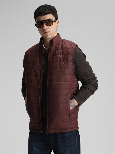 Wine Solid Regular Fit Jacket