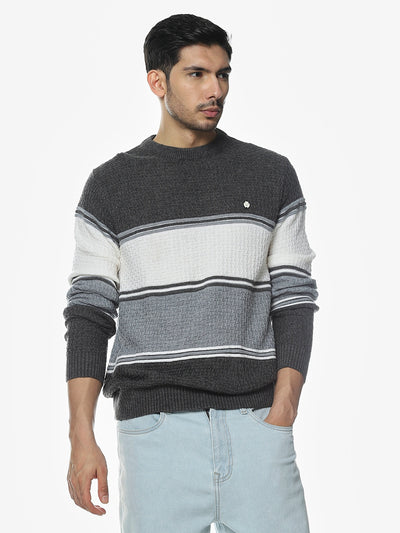 Charcoal Strip Regular Fit Sweater