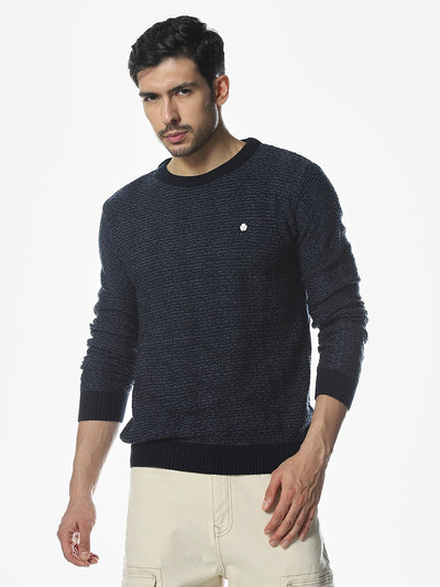 Navy Solid Regular Fit Sweater