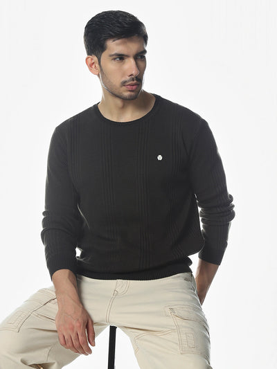 Olive Solid Regular Fit Sweater