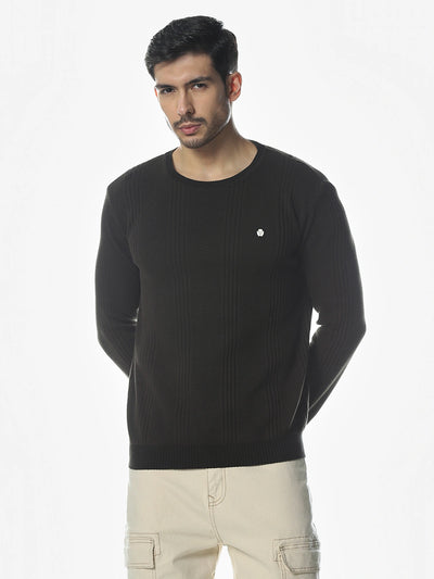 Olive Solid Regular Fit Sweater