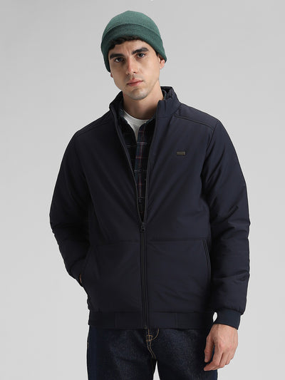 Navy Solid Hemline Jacket