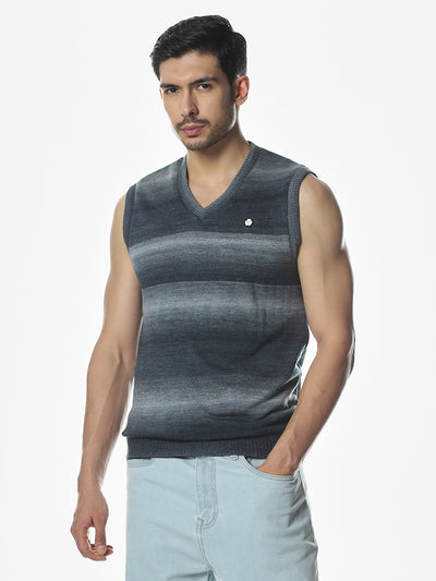 Grey Textured Regular Fit Sweater