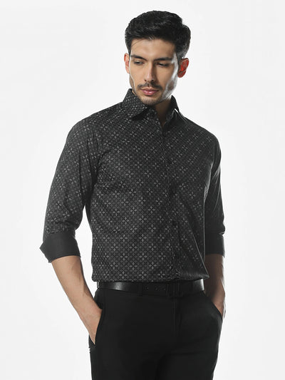 Black Printed Slim Fit Shirt