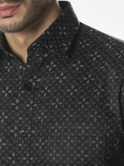 Black Printed Slim Fit Shirt