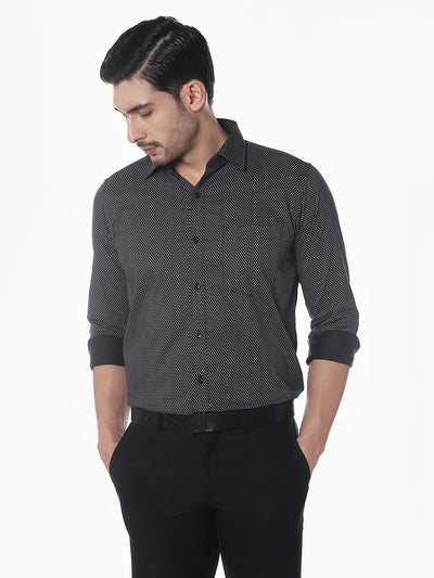 Black Printed Slim Fit Shirt