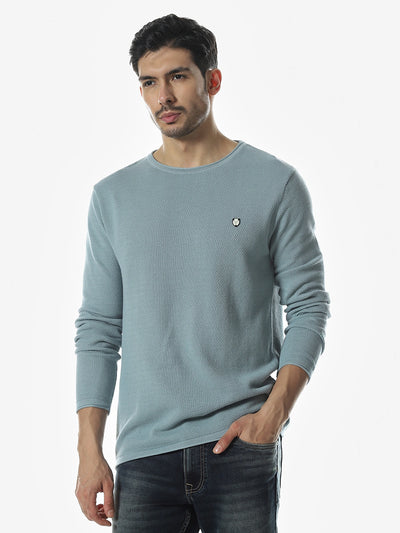 Sea Green Solid Regular Fit Sweater