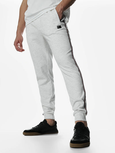 Ecru Melange Solid Regular Fit Lower