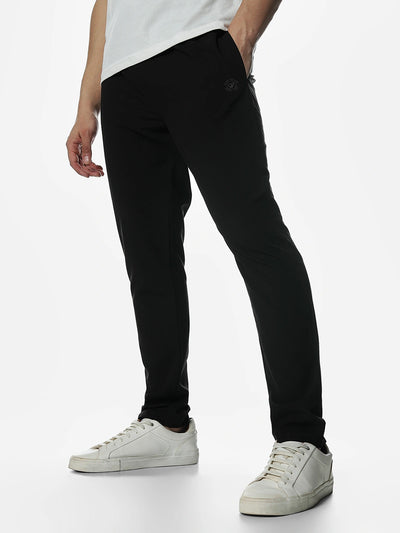 Black Solid Regular Fit Joggers