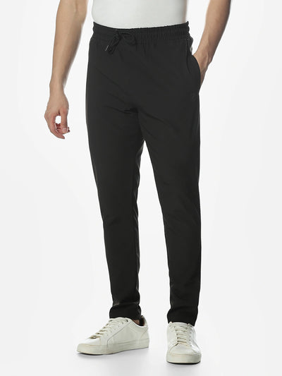 Black Solid Regular Fit Lower