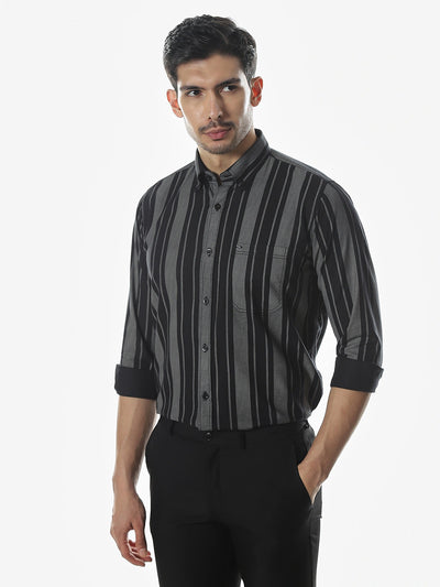 Black Striped Slim Fit Shirt
