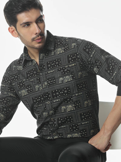 Beige Indigo Slim Fit Casual Shirt