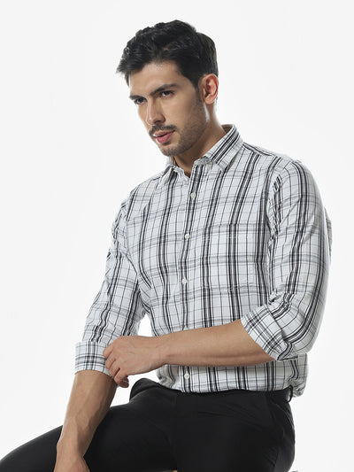 White Checked Slim Fit Shirt
