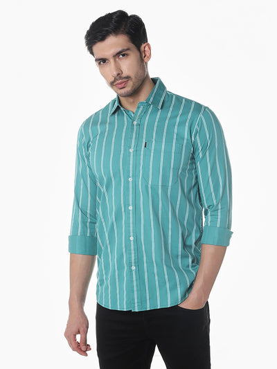 Turq Printed Slim Fit Shirt