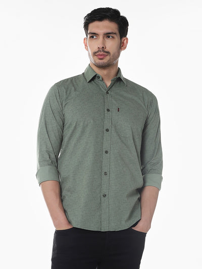 Green Printed Slim Fit Shirt