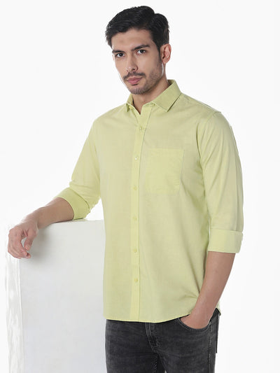Green Solid Slim Fit Shirt