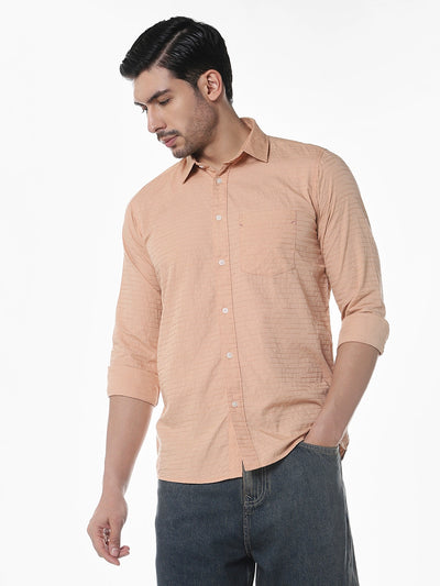 Peach Dobby Slim Fit Shirt