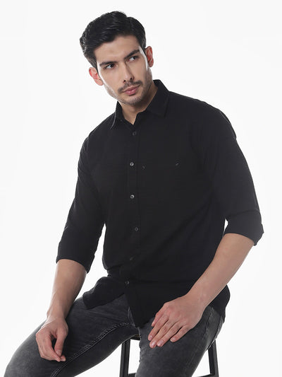 Black Dobby Slim Fit Shirt