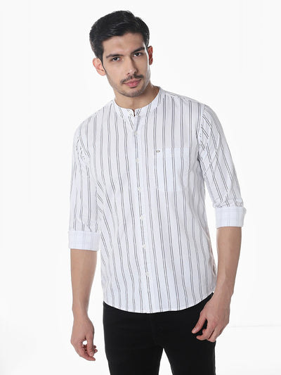 White Printed Slim Fit Shirt