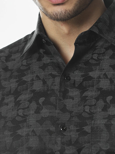 Black Jaquard Slim Fit Shirt
