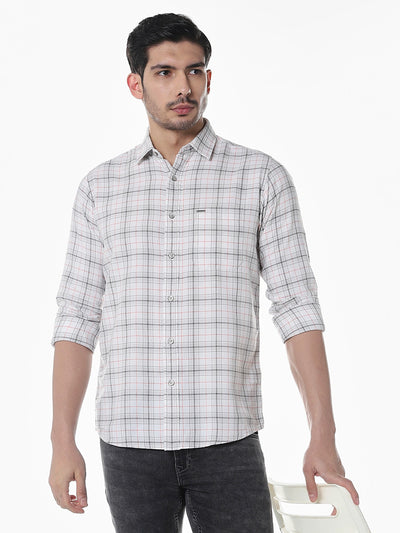 White Checked Slim Fit Shirt