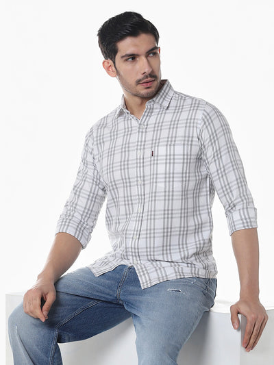 Grey Checked Slim Fit Shirt