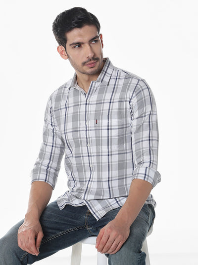 Grey Checked Slim Fit Shirt