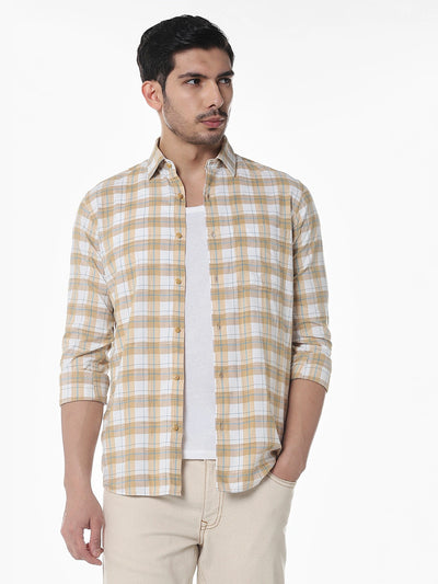 Fawn Checked Slim Fit Shirt
