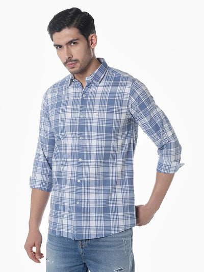 Blue Checked Slim Fit Shirt