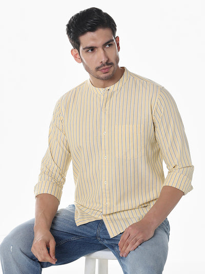Yellow Striped Slim Fit Shirt