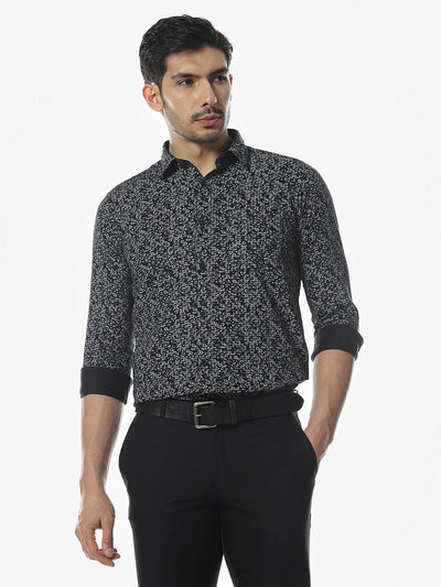 Black Printed Slim Fit Shirt