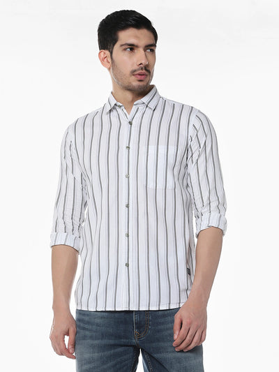 White Striped Slim Fit Shirt