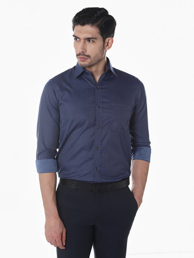 Blue Dobby Slim Fit Shirt