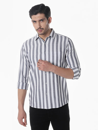 Black Striped Slim Fit Shirt