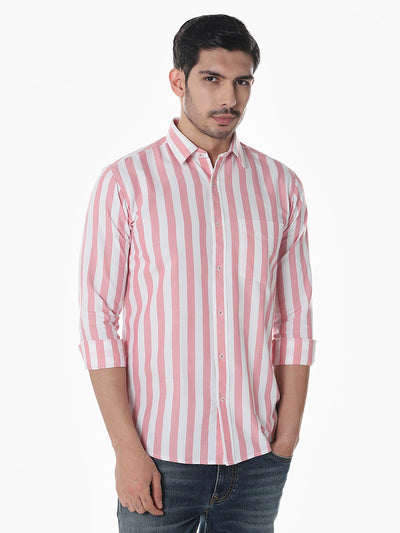 Pink Striped Slim Fit Shirt