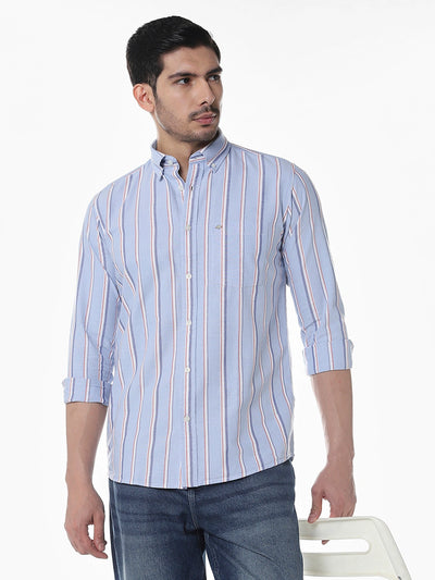 Sky Blue Striped Slim Fit Shirt