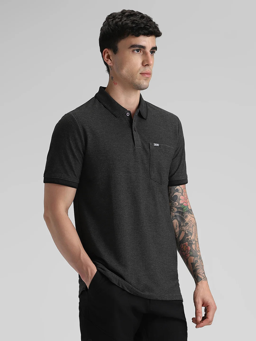Rise 505 Anthra Melange Polo T-Shirt
