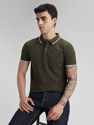 Olive Solid Polo T-Shirt