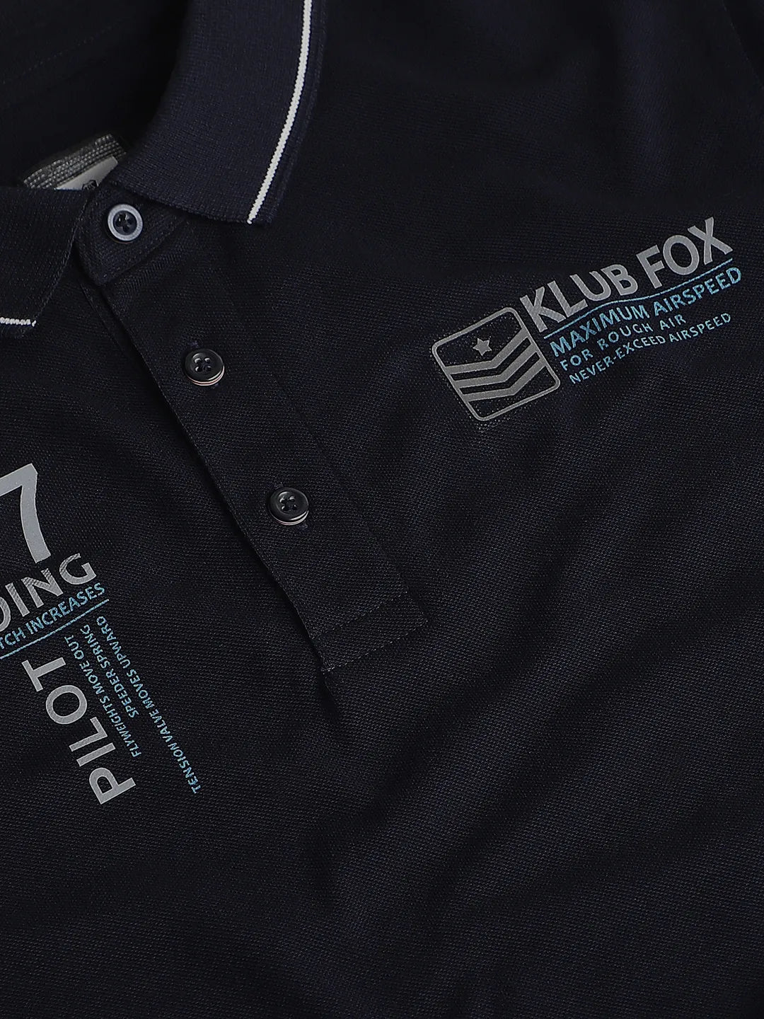 Navy Printed Polo T-Shirt