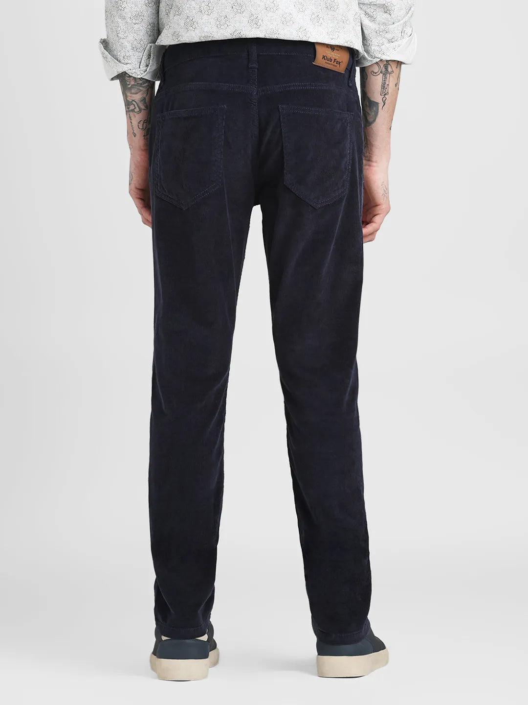 Navy Narrow Fit Corduroy Trouser