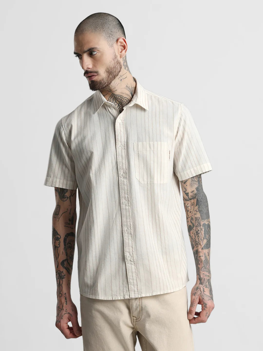 Beige Striped Shirt