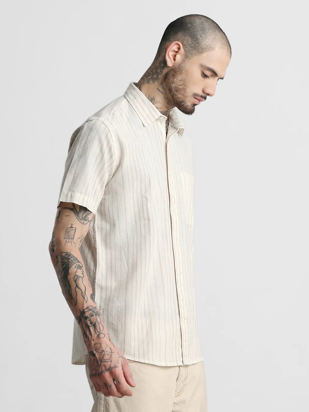 Beige Striped Shirt