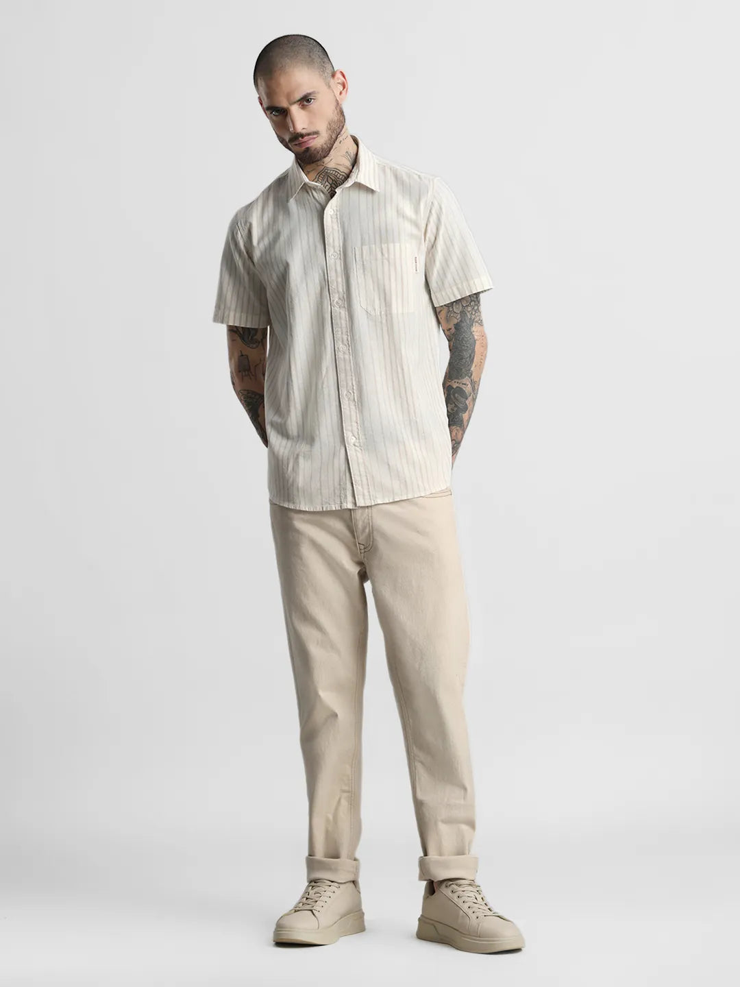 Beige Striped Shirt