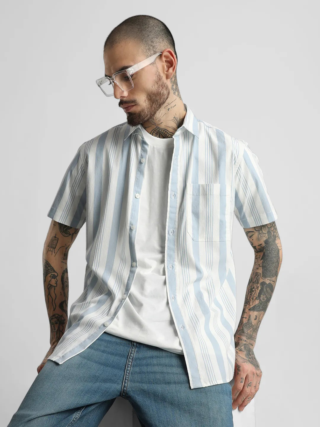 Blue Printed Shirt