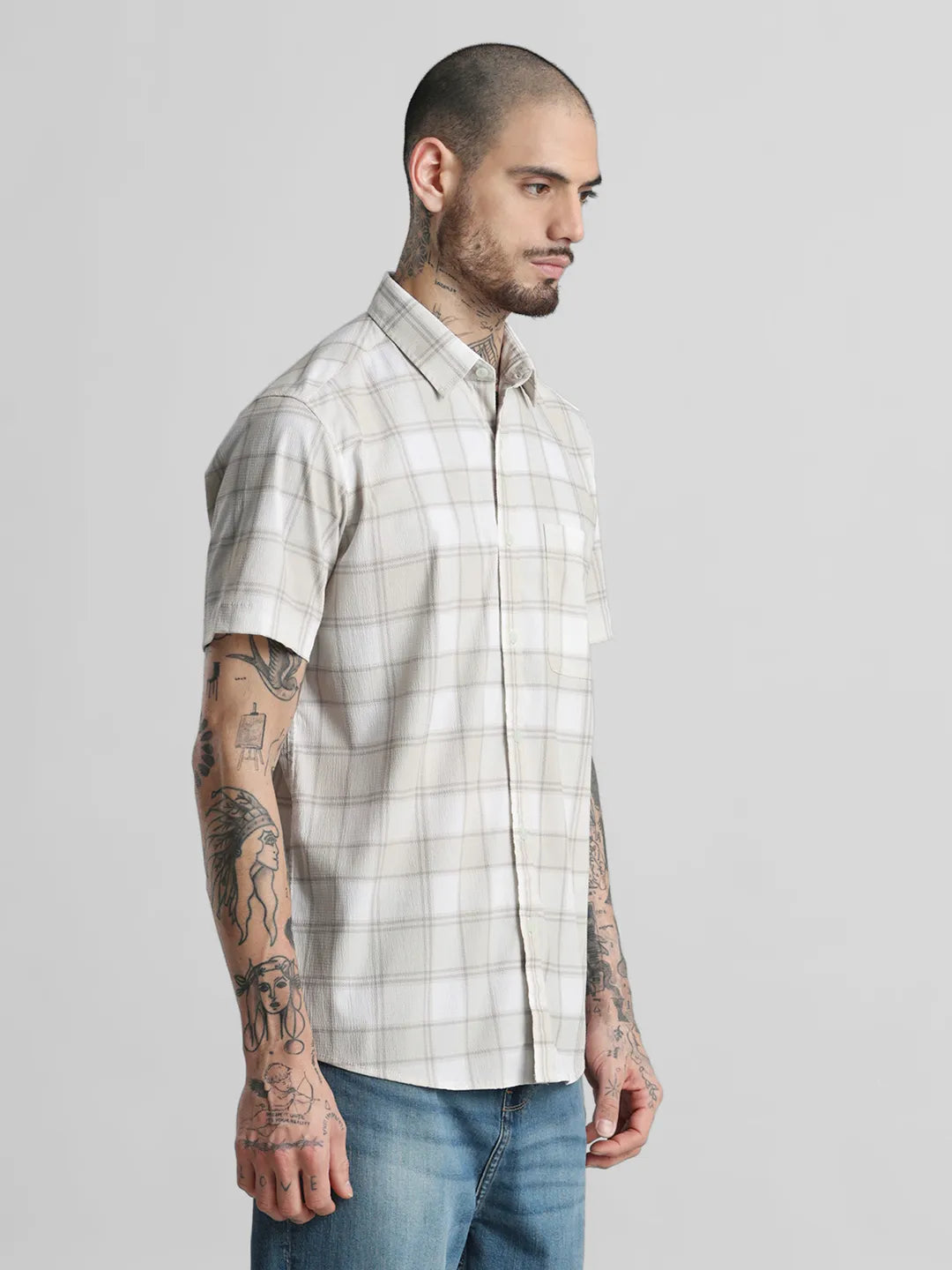 Cream Printed Shirt
