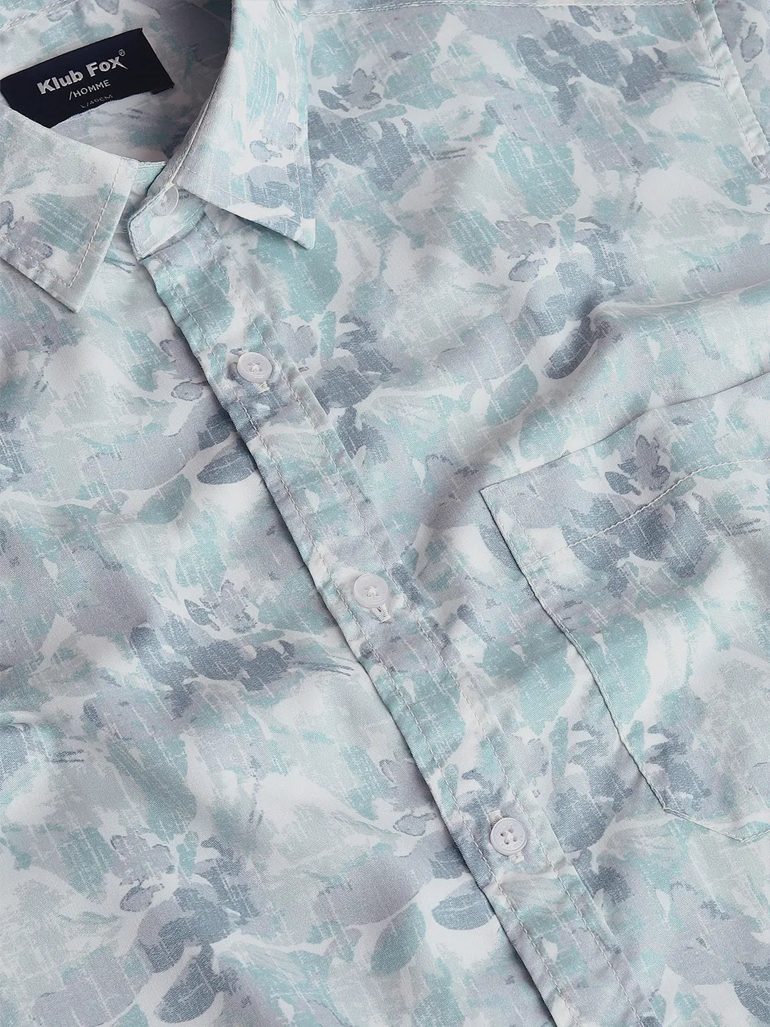 Teal Blue Printed Shirt