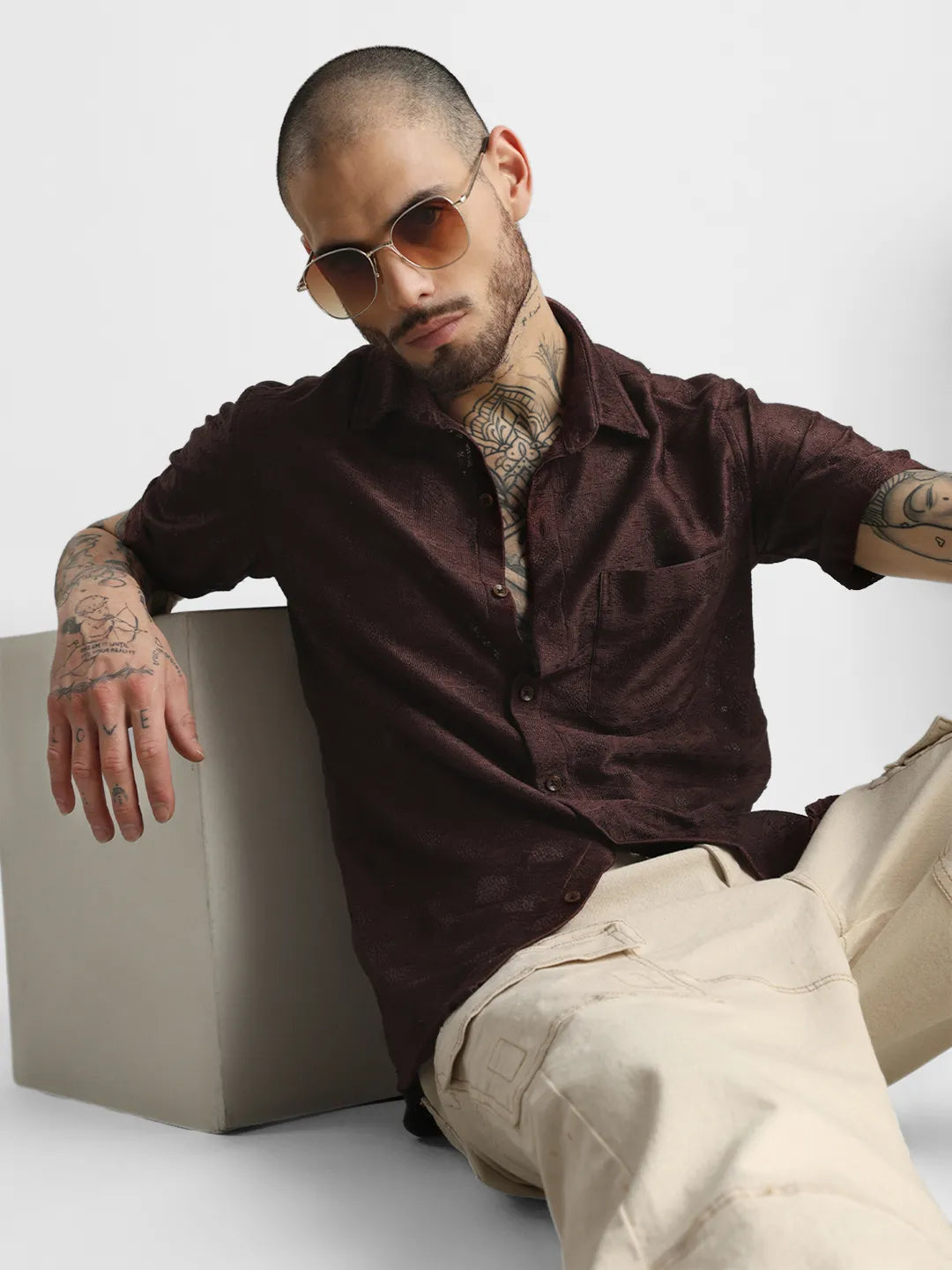 Brown Jaquard Shirt
