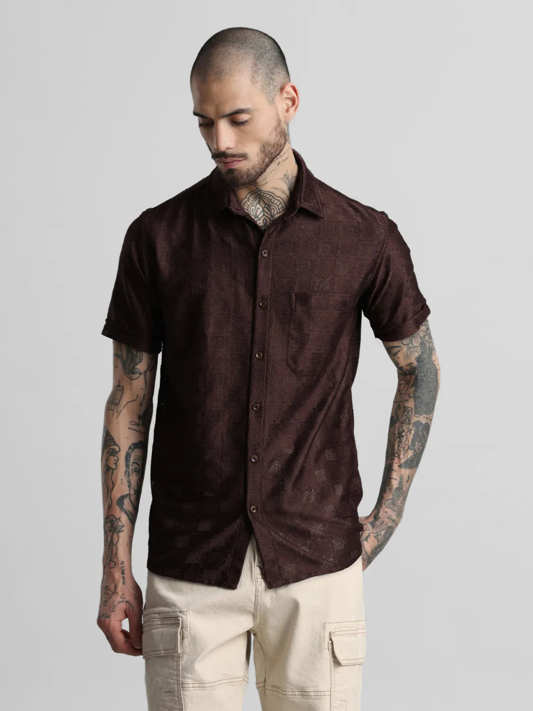Brown Jaquard Shirt